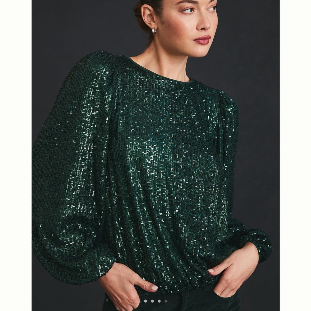 Flat White Sequin Top